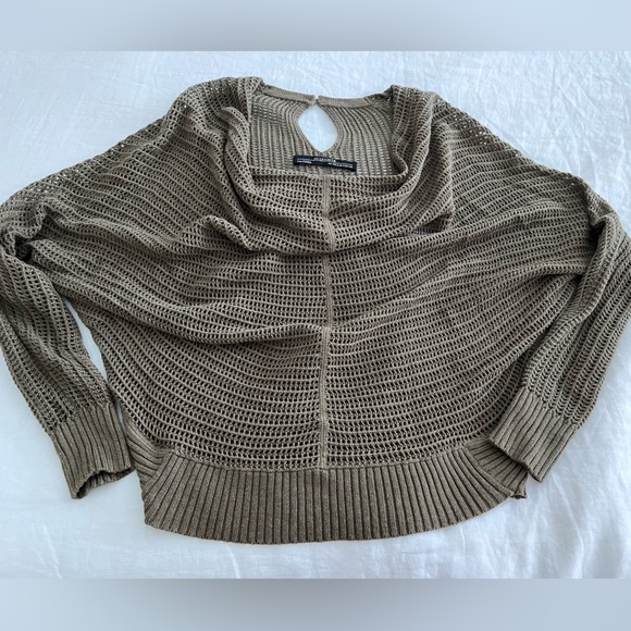 ALL SAINTS olive green knit cowl jumper “crochet” sweater - Picture 4 of 5